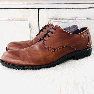 Ecco Metropole London Brown Leather Broque Lace up Oxford Dress Shoes EU44 US11